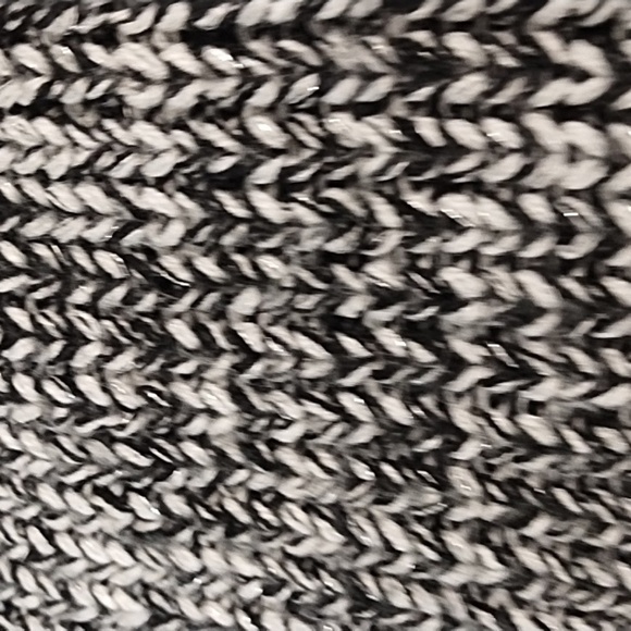 Cardigan Sweater Black Winter White Silver Wide Stripe Large Side Slits - Picture 7 of 11